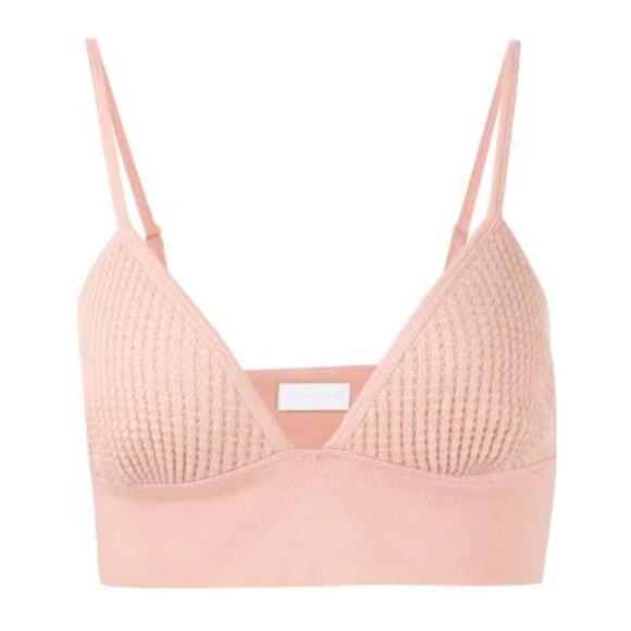 Jonathan Simkhai Crop Top Bralette Waffle Knit Cotton Rose Pink Medium NWT - Picture 3 of 11